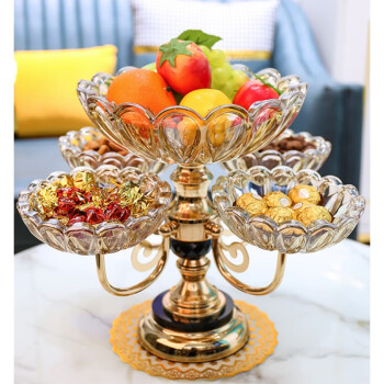媛丝怡 欧式水晶玻璃多层水果盘现代家用客厅茶几创意轻奢零食糖果盘