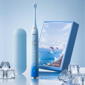 拜尔（BAIR）电动牙刷声波充电式成人牙刷全自动亮白洁牙牙刷X7m天屿蓝彩盒含8个刷头