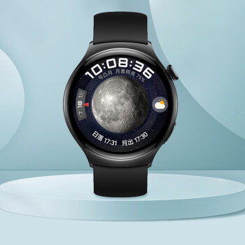 HUAWEI WATCH 4 幻月黑 黑色氟橡胶表带 一键微体检 高血糖风险评估研究 eSIM独立通话