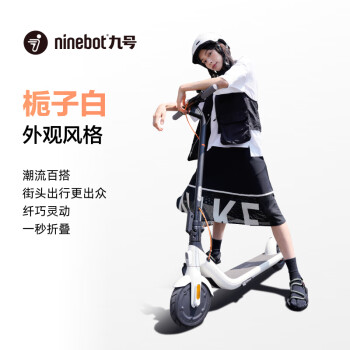 ninebot九号电动滑板车E2白色栀子白 成人学生智能滑板车可折叠电动车大屏幕仪表双刹体感车