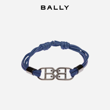 巴利（BALLY）礼物小牛皮B扣logo标志时尚蓝色编织手链 6303087