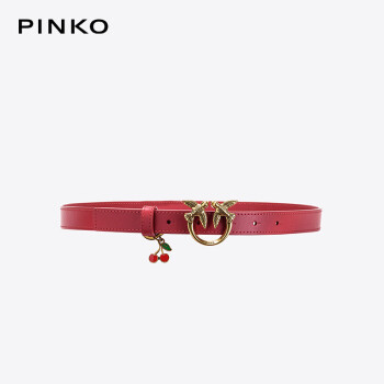 PINKO 女士平滑扣吊坠装饰腰带2cm100143A0R9 红色 S