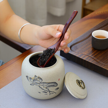 致年华（zhinianhua） 茶叶罐 粗陶茶叶储存罐 陶瓷密封家用红茶绿茶普洱茶罐 DE