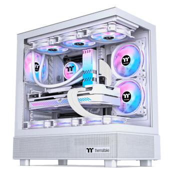 Tt（Thermaltake）钢影 透S 白色 机箱水冷电脑主机（ATX主板/支持360水冷/270°海景房/4090显卡/9风扇位）YFS