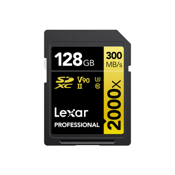 雷克沙（Lexar）128GB SD存储卡 U3 V90 8K视频摄像相机内存卡 读300MB/s 写260MB/s 高速读取录制（2000x）