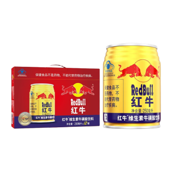 红牛(Redbull)维生素牛磺酸饮料 250ml*12罐 礼盒装 功能饮料