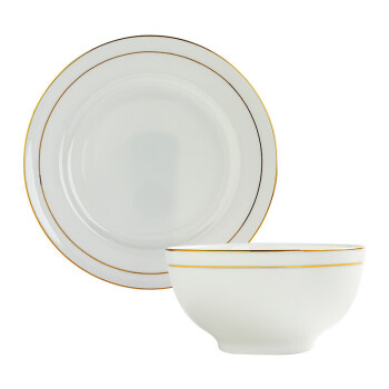 陶相惠 陶瓷碗盘金边一盘一碗套装