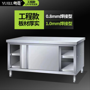 YUE LU LIVE粤鹿厨房置物架商用长方形正方形收纳架可移动饭店打荷折叠桌靠背储物柜组装式揉面带轮子操作台75