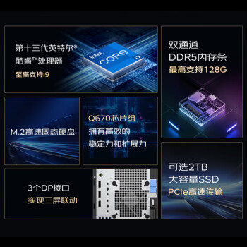 戴尔（DELL）OptiPlex7010MT Plus台式机电脑办公整机（i9-13900K 64G 1T固态+4TB RTX4070）定制