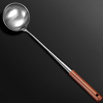 奥雷克304不锈钢大汤勺家用长柄防烫隔热炒勺花梨木柄汤勺煎勺粥勺