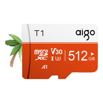 爱国者（aigo）512GB TF（MicroSD）存储卡 U3 A1 V30 4K内存卡 相机行车记录仪监控摄像头储存 T1JD读速100MB/s