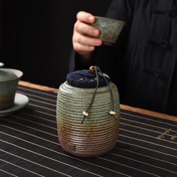 致年华（zhinianhua） 茶叶罐 家用400ml 密封罐 创意陶瓷茶叶存储罐收纳罐 2个起购 DE