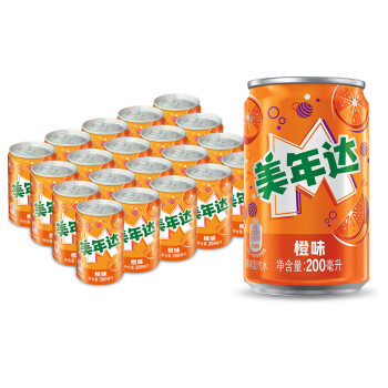 百事可乐 美年达可乐 Mirinda 橙味 汽水碳酸饮料 迷你罐 200ml*20听 整箱