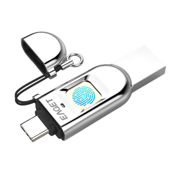 忆捷（EAGET）256GB Type-C USB3.0 指纹加密手机U盘 双接口FU68手机电脑两用 隐私安全保护商务娱乐高速优盘