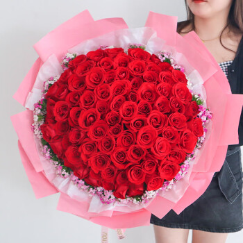 花姿上品鲜花速递99朵玫瑰花束送女友生日礼物同城花店配送