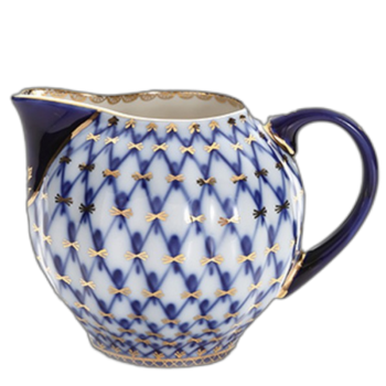 俄皇茶具钴蓝网纹系列 欧式下午茶陶瓷高颜值瓷器 奶罐350ml