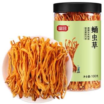 富昌食品 蛹虫草100g/罐 菌菇干货 炖汤煲汤干贝虫草汤伴侣 3罐起售