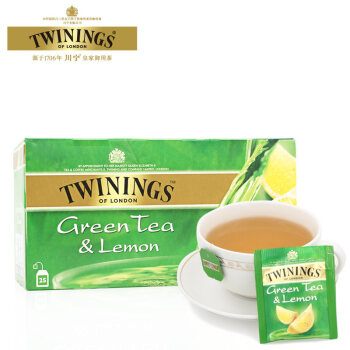 川宁（TWININGS）柠檬绿茶 进口茶叶 冷泡花果茶水果茶 独立茶包袋泡茶 25袋*2g