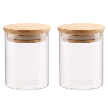 拜杰茶叶罐玻璃密封罐咖啡罐收纳储物罐玻璃罐子茶具配件 两个装250ml
