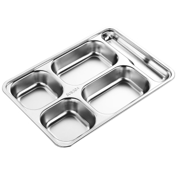 维纳仕优质不锈钢快餐盘食堂成人四格五格长方形饭盘带盖快餐盒加深加厚