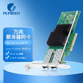 昆鱼（FLYBISH）PCI-E X8万兆双口10G光纤网卡X710-DA2服务器网络适配器支持以太网存储intel X710AM2芯片