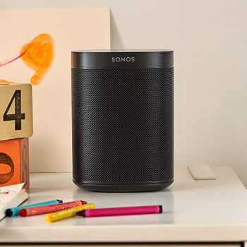 SONOS One 有源音箱 WIFI无线 多房间互联 环绕可组合 家庭影院 迷你音响 家用桌面客厅卧室书架 黑