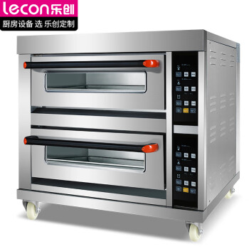 乐创（lecon）商用烤箱二层二盘电脑款电烤箱（带轮） 大型大容量蛋糕月饼披萨电热烤箱 YWD-202ZL