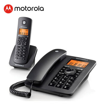 摩托罗拉（Motorola）数字无绳电话机 无线座机 子母机一拖一 办公 免提 来电显示 低辐射C4200C 黑色