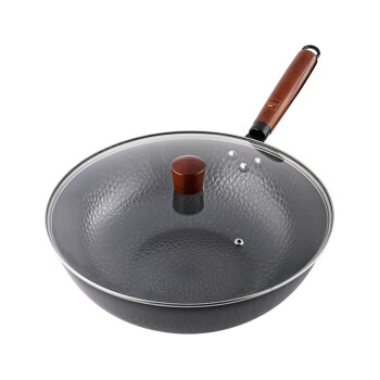 WORLD KITCHEN  JC 精铁锤纹系列炒锅32cm（带盖）WK-CW32T/KZ/JY