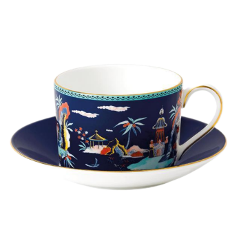 WEDGWOOD威基伍德漫游美境杯碟套组 蓝塔物语180ml骨瓷欧式下午茶咖啡具