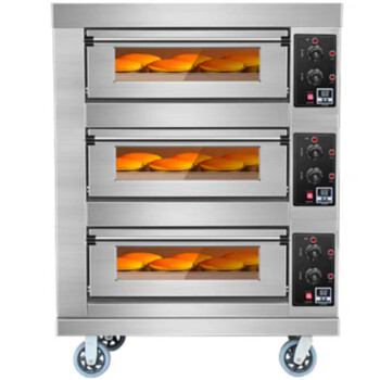 苏勒 烤箱商用一层两盘大型烘烤炉披萨面包蛋糕店燃气电烤箱大容量 电脑款三层三盘