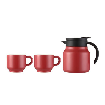 Debo随享时光保温壶咖啡杯陶瓷水杯套装DSX-TZ018 红色