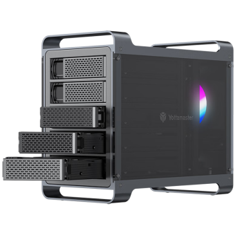 尤达大师 硬盘柜5盘位磁盘阵列柜通用2.5/3.5英寸USB3.0SATA机械硬盘外置盒带RAID/RGB笔记本台式机阵列盒