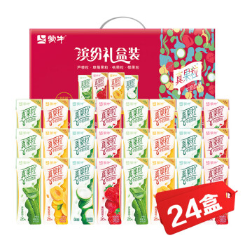 蒙牛真果粒牛奶饮品（草莓+芦荟+椰果+桃果粒）250g*24盒端午礼盒