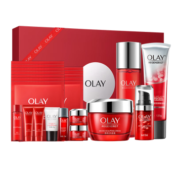 玉兰油（OLAY）大红瓶15件护肤品套装礼盒(面霜+眼霜+洗面奶+爽肤水)生日礼物