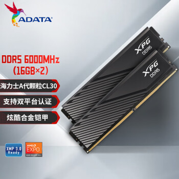 威刚（ADATA）32GB(16GBX2)套装 DDR5 6000 台式机内存条 海力士A-die颗粒 XPG威龙D300（黑色）C30