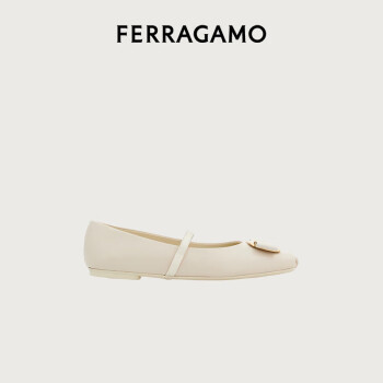 菲拉格慕（Ferragamo）女白色平底鞋 0768869_1C _ 75 /38码礼物送女友
