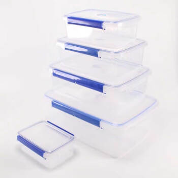 联钢保鲜盒带盖厨房冷冻食品收纳盒透明保鲜盒塑料盒 蓝色扣