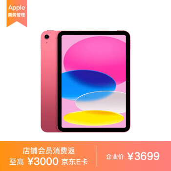 Apple iPad 10.9英寸平板电脑2022年款（256GB WLAN版/A14芯片/1200万像素/iPadOS MPQC3CH/A）粉色*企业专享