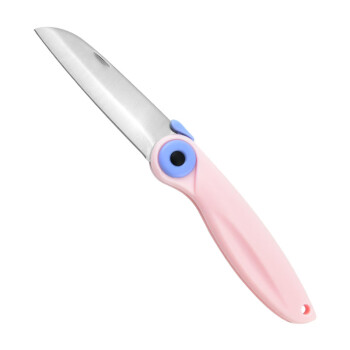 EVCRIERH厨具 不锈钢刀具折叠水果刀便捷果皮刀迷你家用小刀粉色 10把起售