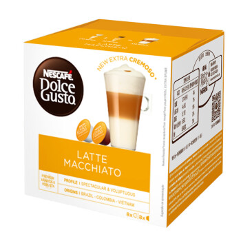 雀巢（Nestle）多趣酷思拿铁玛奇朵研磨咖啡16颗胶囊8杯*3 醇香
