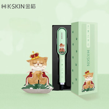 金稻（K·SKIN）负离子直发梳 卷发棒 卷直发器 夹板 梳子 KD380K猫王绿