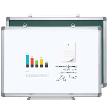 AUCS60*45cm小白板写字板粉笔黑板家用挂墙 双面绿板挂式磁力办公室教学会议车间看板记事板 J4560LD 