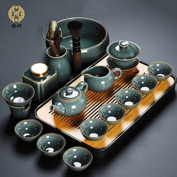 樽酌哥窑茶具套装冰裂家用整套复古仿宋汝窑釉日式开片功夫陶瓷茶