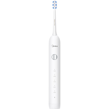 美的（Midea）电动牙刷男女成人软毛声波全自动 防水感应式充电 2刷头 MR1系列冰川白MC-AJ0101 