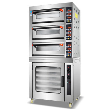 苏勒 烤箱商用大型烘焙三层六盘蒸汽披萨面包电烘炉大容量 二层四盘+十盘醒发箱(默认380V)