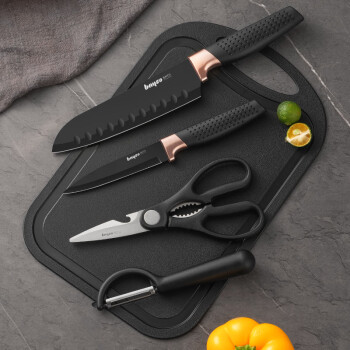 拜格（BAYCO）不锈钢水果刀削皮刀5件套家用不锈钢剪刀菜板套装TZ31854