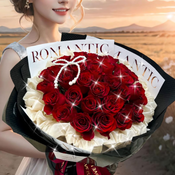 楚天古月鲜花速递33支红玫瑰花束求婚生日礼物送女友老婆同城花店配送