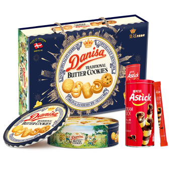 皇冠（danisa）丹麦曲奇饼干908g礼盒装加爱时乐150g 零食礼包送礼团购 丹麦进口
