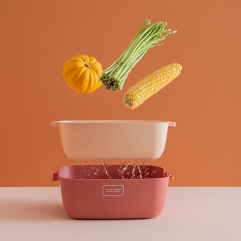 致年华（zhinianhua） 沥水篮 创意家用厨房双层多功能撞色水果盆收纳筐洗菜盆 DE